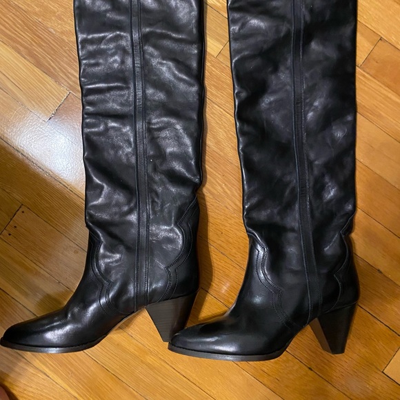 Over the knee Isabel Marant Black Leather Boots size 40 - Picture 6 of 8